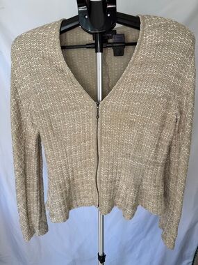 St. John Collection Textured Knit Zip Front Jacket Neutral Size 4 never worn